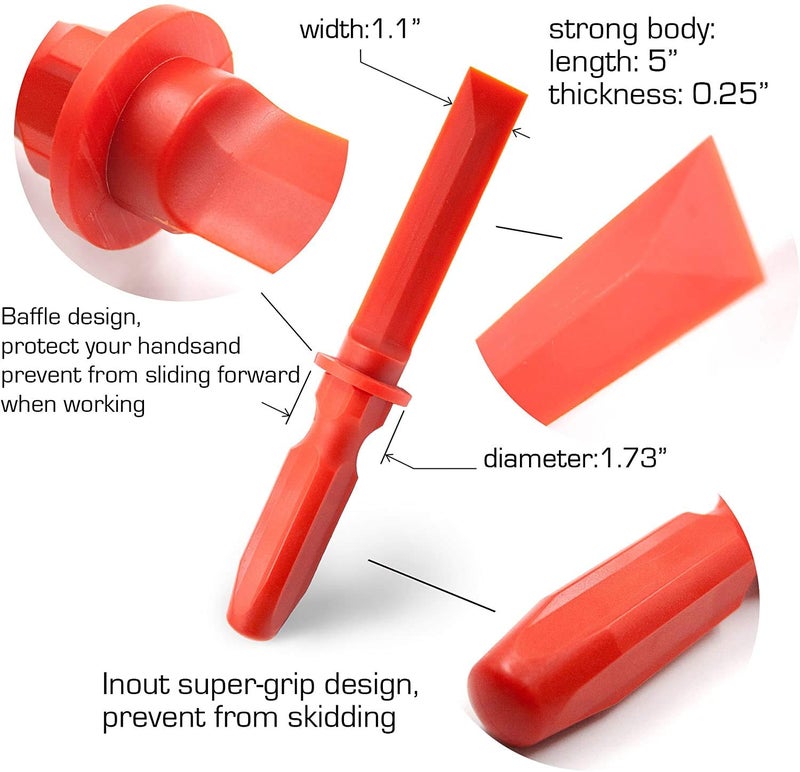 CKAuto Non-Marring Super Grip Plastic Chisel Scraper, Wheel Weight Remover,Red - Image 2